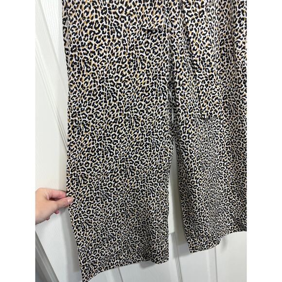 J. Crew Silk Wide Leg Cropped Pant with Tie in Leopard Print Women's - Picture 5 of 11